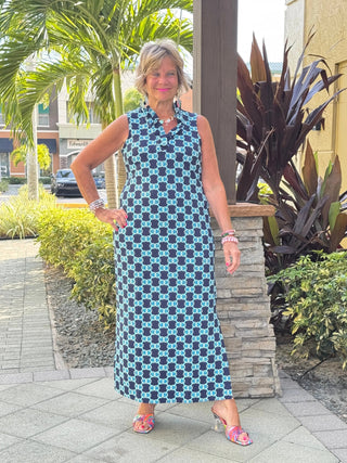 BLUE MEDALLION RUFFLE MAXI LULU-B