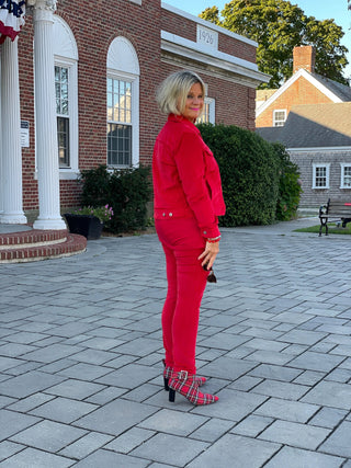 HOLIDAY RED VELOUR JACKET LULU-B