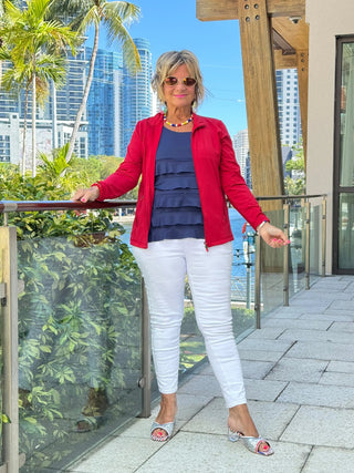 CRIMSON RED FULL ZIPPER LULU-B