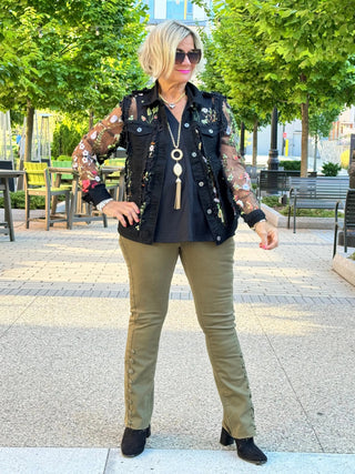 Ethyl The Long  Olive Lean Flair Jean - Elevated ETHYL JEANS