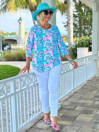 SPLASH OFF PINK ASYMMETRICAL TOP LULU-B