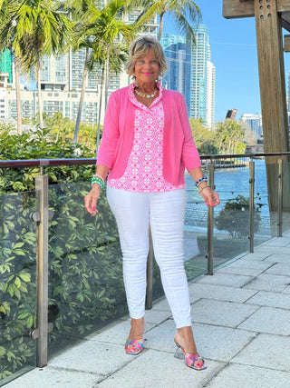 LULU B TROPIC PETALS SLEEVELESS RUFFLE TOP LULU-B