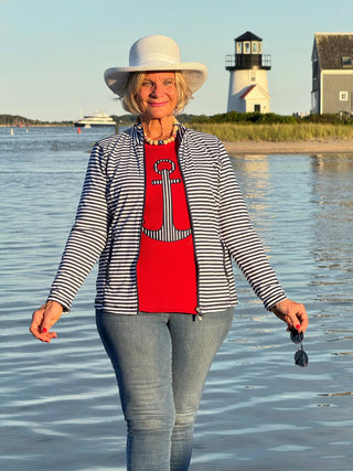 NAUTICAL NAVY STRIPE JACKET LULU-B