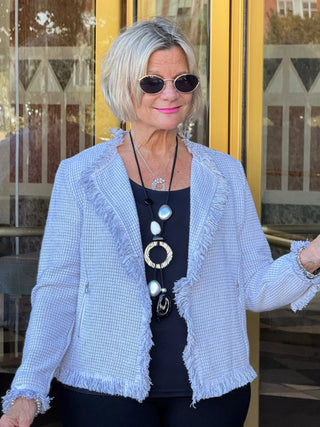 LULU-B CITY LIMIT CREAM FRINGE JACKET LULU-B