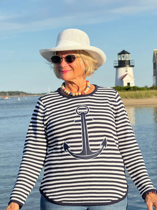 NAVY STRIPE ANCHOR SWEATER LULU-B