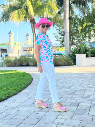 PINK PETALS SHORT SLEEVE TOP LULU-B