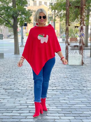 TEDDY CHRISTMAS PUPPY PONCHO TOP IT OFF