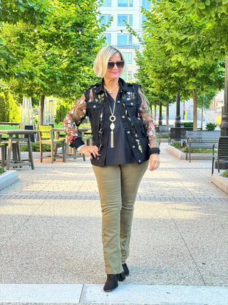 Ethyl The Long  Olive Lean Flair Jean - Elevated ETHYL JEANS