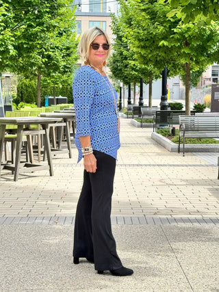 LULU-B SHADES OF BLUE ASYMMETRIC TOP LULU-B