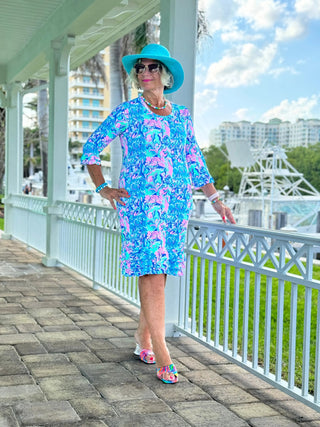 SPLASH OF PINK  RUFFLE SLEEVE DRESS LULU-B