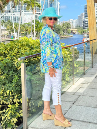 TROPIC GREEN ASYMMETRIC TOP LULU-B