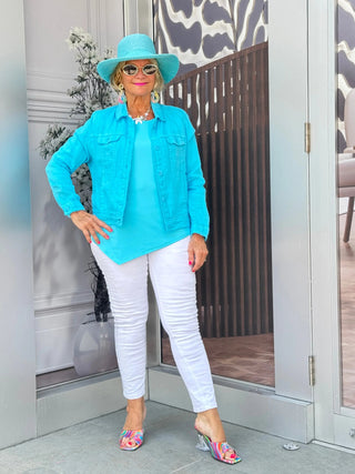 KEY WEST AQUA LINEN JACKET LULU-B