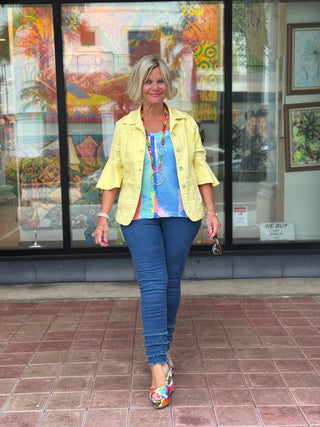 LULU-B SOUTH BEACH NAVY DENIM ANKLE PANT LULU-B