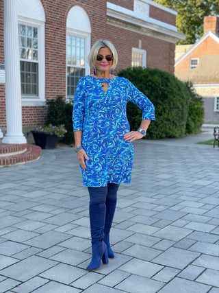 FANTASIA BLUE KEYHOLE BLU DRESS LULU-B