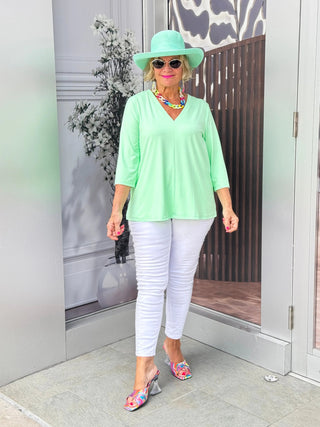 LULU-B TAILORED V CLEAR LIME TOP LULU-B