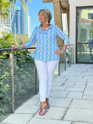 LULU B COASTAL BLOOM RUFFLE TOP LULU-B