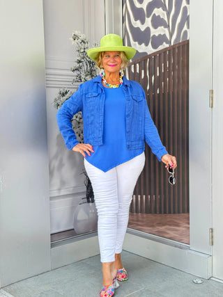 KEY WEST BLU LINEN JACKET LULU-B