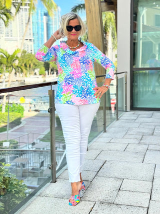 SALINA REEF RUFFLE SLEEVE TOP LULU-B