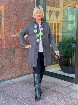 LULU-B ROUGED CHARCOAL CARDIGAN LULU-B