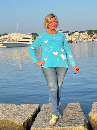 AQUA HEART CHENILLE SWEATER LULU-B