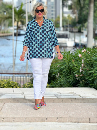 BLUE MEDALLION TUNIC LULU-B
