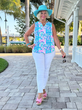 SPLASH OF PINK  SLEEVELESS V TOP LULU-B