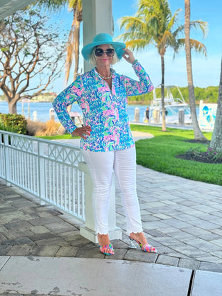 SPLASH OF PINK  HALF ZIPPER LULU-B