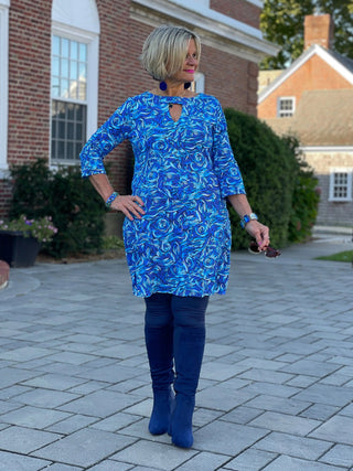 FANTASIA BLUE KEYHOLE BLU DRESS LULU-B