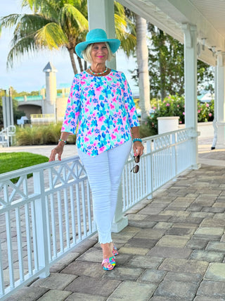 PINK PETALS ASYMMETRICAL TOP LULU-B