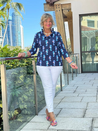 LULU B MIDNIGHT REEF RUFFLE TOP LULU-B