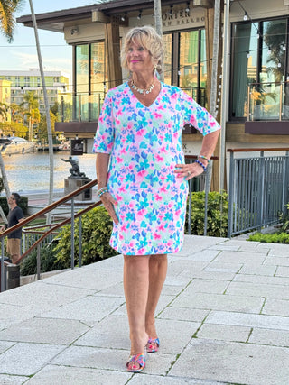 PINK PETALS ELBOW DRESS LULU-B