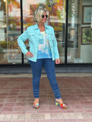 LULU-B SOUTH BEACH NAVY DENIM ANKLE PANT LULU-B