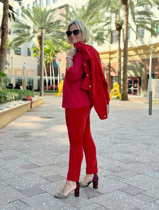 LULU-B RED VELOUR PANTS LULU-B