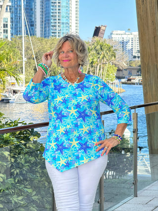 LULU B STARFISH SPLASH ASYMMETRIC TOP LULU-B