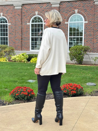HEARTS & ANIMAL PRINT V-NECK SWEATER Cathys Place