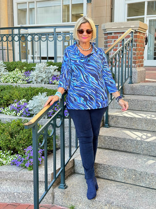 LULU-B SIZZLE BLUE RUFFLE TOP LULU-B