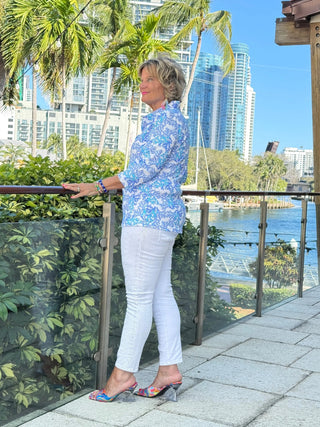 LULU B CORAL BREEZE RUFFLE TOP LULU-B