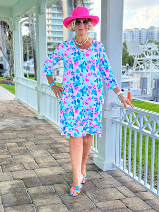 PINK PETALS  RUFFLE SLEEVE DRESS LULU-B