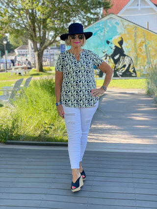 GREEN AND NAVY SHORT SLEEVE LULU-B
