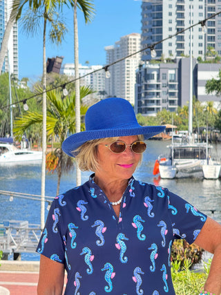 LULU B MIDNIGHT REEF HALF ZIPPER SHORT SLEEVE DRESS LULU-B