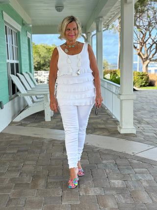 LULU-B SOUTH BEACH WHITE ANKLE JEAN LULU-B
