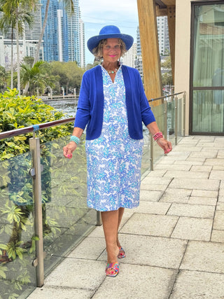 LULU B CORAL BREEZE MIDI SLEEVELESS 1/4 ZIP MAXI DRESS LULU-B