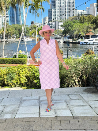 LULU B PINK CHIC MIDI SLEEVELESS 1/4 ZIP MAXI DRESS LULU-B