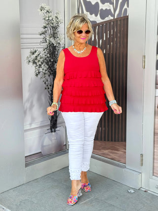 LULU-B CRIMSON RED CHA CHA TANK LULU-B