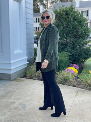 LULU-B OLIVE CHENILLE CARDIGAN LULU-B