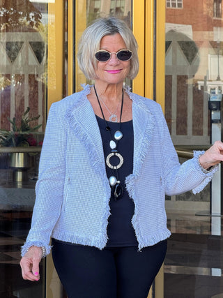 LULU-B CITY LIMIT CREAM FRINGE JACKET LULU-B