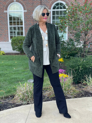 LULU-B OLIVE CHENILLE CARDIGAN LULU-B