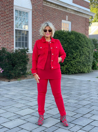 HOLIDAY RED VELOUR JACKET LULU-B