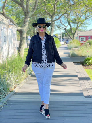 BLACK AND BEIGE SHORT SLEEVE LULU-B