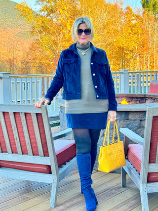 LULU-B NAVY VELOUR SKORT LULU-B